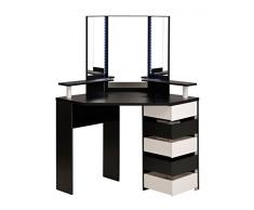 Schminktisch Volana 1 schwarz weiss 111x141x78 cm Spiegel 5x Schubkasten Frisierkommode Frisiertisch