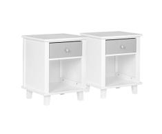 WOLTU® Nachttisch 2er Set Nachtkommode Nachtschrank Beistelltisch Sofatisch, mit Schublade und Offenem Fach, mit Beinen, Holz, Weiß, 40x34x50cm(BxTxH), TSR57ws-2