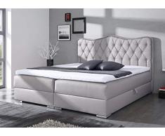 Boxspringbett Tivo 160x200 cm mit Zwei Bettkasten, Bonell-Matratze und Topper, Chromfüße, Doppelbett, Schlafzimmer (Ecru (Icon 02))