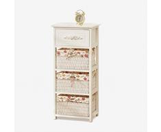 HJLS Massivholz Küche Racks Boden Badezimmer Lagerregal Nachttisch Einfache Nachttisch Schubladen Rattan Locker Dreistöckigen Schlafzimmer Schrank Locker Weiß
