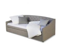 Homestyle4u 1924, Polsterbett 90x200 cm mit Bettkasten, Tagesbett Schlafcouch Gästebett Ausziehbar, Grau