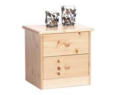 Wohnorama Nachttisch Nachtkommode 2 Schubladen Kommode Kiefer massiv Natur lackiert