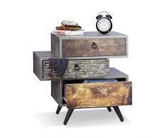 Relaxdays Vintage Kommode m. 3 Schubladen, Betonoptik Beistellschrank, Shabby Schublade m. Griff, HBT: 60x60x40 cm, grau