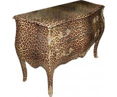 Casa Padrino Barock Kommode Leopard mit goldenen Metall Applikationen 123 cm - Barock Möbel