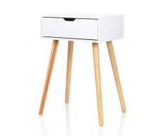 Furniture for Friends Möbelfreude Nachtkonsole Tjark Nachttisch mit Schublade | Weiß mit Holzfüßen | 40 x 30 x 60 cm