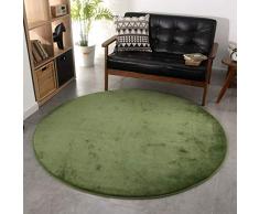 MU Home Wohnzimmer Eingang Nachttisch Teppich-Modern rund Einfarbiger Teppich Dick Einfarbig Einfacher Teppich Abriebfest, Yogakorb Rattan Stuhlkissen Computer Stuhlmatten,Olivgrün,120 * 120CM