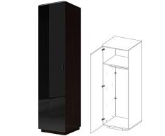 Furniture24 Kleiderschrank Drehtürenschrank 1 türig schrankTOGO (wenge (korpus) / schwarzglas (fronten und obereplatte))