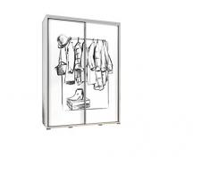 MOEBLO Kleiderschrank Schrank Gaderobe Schiebtüren 155 cm Wardrobe (wenge)