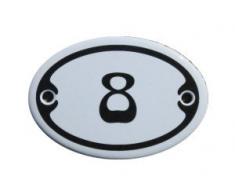 Nummer 8 Mini Emaille Schild Jugendstil ca. 4,2 x 6,2 cm Türschild Zimmer Schublade Schrank Kommode Emailschild oval weiß
