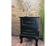 Livitat® Nachttisch Nachtschrank Nachtkonsole Nachschränckchen Nachtkommode barock LV4032 (Schwarz, 2 Schubladen)