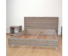 Pharao24 Bett aus Rattan Akazie Massivholz Breite 190 cm Liegefläche 180x200