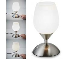 B.K.Licht Tischleuchte I I Tischlampe I Nachttischlampe für Schlafzimmer I Touchfunktion I Berührungssensor I Stufen-dimmbar I E14 Fassung I ohne Leuchtmittel