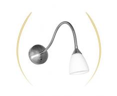 Lampenlux Wandlampe Wandleuchte Togo Leselampe Schalter Glas Weiß Schwanenhals Bettleuchte Bettlampe Nickel gebürstet