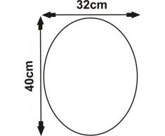 Dekorativer rahmenloser Spiegel, oval, Komplettset, Anbringung ohne Bohren, Wandspiegel für Schlafzimmer / Wohnzimmer / Flur / Badezimmer, personalisierbar, plastik, silber, 40 cm