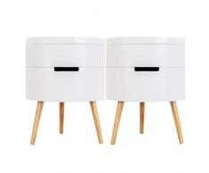 WOLTU Nachttisch 2er Set Nachtkommode Nachtschrank Beistelltisch Sofatisch, mit Stauraum, mit Beinen, Holz, MDF, Weiß, 38x38x51cm(BxTxH), TS50ws-2