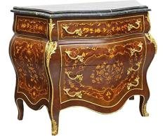 Casa Padrino Barockstil Kommode mit 4 Schubladen und Marmorplatte in braun/Gold/schwarz 110 x 50 x H. 90 cm - Möbel im Antik Stil