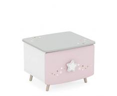 Jugendmöbel24.de Nachtkommode Sternschnuppe rosa/weiß MDF Holz Mädchen Kinderzimmer Nachttisch Nachtkonsole Nachtschrank Nachtkästchen
