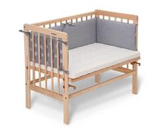 FabiMax 3842 Beistellbett BASIC natur, inkl. Matratze COMFORT und Nestchen Sterne groß, grau