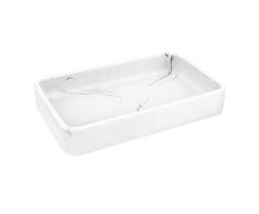 Emibele Schmucktablett, Harz Schmuckaufbewahrung Mattes Finish mit Funkelnden Kristallen Schmuckschale, Badezimmer Küche Kommode Organizer für Schmuck Kosmetik Kerzen Tuch Parfüm Shampoo - Tinte Weiß