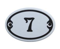 Nummer 7 Mini Emaille Schild Jugendstil ca. 4,2 x 6,2 cm Türschild Zimmer Schublade Schrank Kommode Emailschild oval weiß