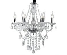 LeMeiZhiJia 6-flammig Kronleuchter vintage modern Lüster deckenleuchte Pendelleuchte Transparent Kristall-Wohnzimmer,Esszimmer,Schlafzimmer (6-flammig)