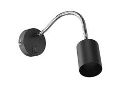 ledscom.de Leselampe WAIKA mit Schwanenhals und Schalter schwarz matt GU10 Wand-Leuchte