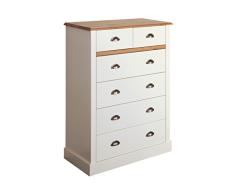 Steens Sandringham Kommode, 6 Schubladen, 78 x 107 x 40 cm (B/H/T), teilmassiv, weiss