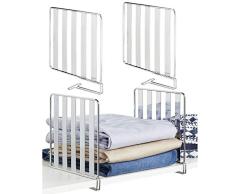mDesign 4er-Set Regaltrenner für den Kleiderschrank – praktisches Kleiderschranksystem aus Metall – nützliches Regalsystem ohne Bohren – silberfarben