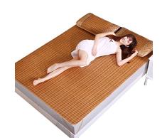 GUORRUI-Sommer-Schlafmatten Rattan Faltbar Einzel Doppelbett Schlafzimmer Student Schlafsaal rutschfest Atmungsaktiv Umweltschutz Zuhause, 9 Größen (Color : Brown, Size : 135x195cm)
