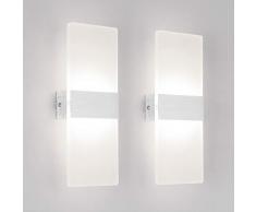 Klighten 2 Stück Wandleuchte LED Innen 12W Wandlampe Acryl Wandbeleuchtung Modern für Wohnzimmer Treppenhaus Schlafzimmer Flur Natürliches Weiß 4000K