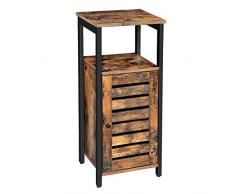 VASAGLE Beistellschrank, Nachtschrank, Seitenschrank, stabil, Nachtkommode mit 2 offenen Ablagen, Nachttisch im Industrie-Design, Wohnzimmer, Schlafzimmer, Flur, Vintage, LSC34BX