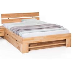Schubladenbett Eckbert Kernbuche geölt Größe nach Wahl Massivholzbett Holzbett Stauraumbett Doppelbett Ehebett Singlebett, Liegefläche:140 x 200 cm, Anzahl Bettschubkästen:inkl. 1x Bettschubkasten