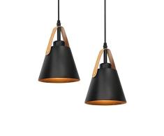 GBLY Pendelleuchte Schwarz Vintage Hängelampe 2er Pack aus Plastik in Metall-Optik E27 Pendellampe im Industrial Retro Stil Hängeleuchte für Schlafzimmer Wohnzimmer Esszimmer Küche Bar (ohne Birne)