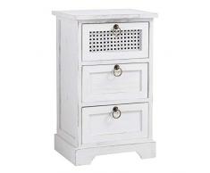CARO-Möbel Nachttisch IRMA Nachtschrank für Boxspringbett Nachtkonsole mit 3 Schubladen weiß Vintage Design