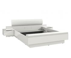 expendio Doppelbett Sophie 1 weiß teilweise Hochglanz 180x200 Ehebett mit 2X Nachtkonsole Schlafzimmer Bett Bettgestell Nachttisch Nako