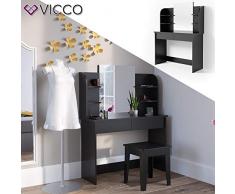 Vicco Schminktisch Charlotte Frisiertisch Kommode Frisierkommode Spiegel Schwarz