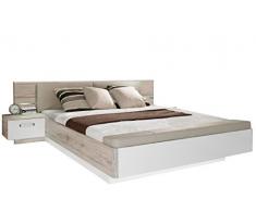 expendio Doppelbett Rubio 1 Sandeiche weiß Hochglanz 180x200 Ehebett mit 2X Nachtkonsole Schlafzimmer Bettgestell Nachttisch Nako