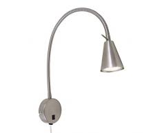 Briloner Leuchten LED Bettlampe, Bettleuchte Flexarm, inkl. An-/Ausschalter, 4 Watt, 400 Lumen, 3.000 Kelvin, Metall, 4 W, Matt-nickel, 450x205mm (HxA), Basis: 80mm (D), Kopf: 58mm (D)