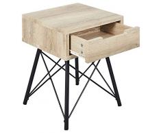 Nachtkonsole Nachttisch Judith II Schublade schwarz Metall Sonoma Eiche Holznachbildung 37x36x45cm Nachtschrank Nachtschränkchen Beistelltisch