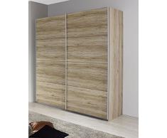 Schwebetürenschrank braun Eiche sanremo hell 2 Türen B 181 cm H 197 cm Schrank Kleiderschrank Schiebetürenschrank Jugendzimmer Schlafzimmer