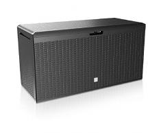 Deuba Auflagenbox Rato Plus Rollen Griffe 100 kg belastbar Smart Click System Truhe Gartenbox Kissenbox Anthrazit