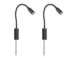 2er Set dimmbare LED Wand Leseleuchten Bettlampen schwarz, Leselampen für Wandmontage Lampen & Bett Kopfteil