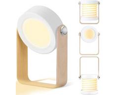 Tischlampe LED Nachttischlampe, SZSMD Nachtlicht Laterne Vintage Touch Dimmbar, Klappbare Tragbare Laternenlicht NachttischLeuchte Campinglampe für Schlafzimmer Wohnzimmer Camping