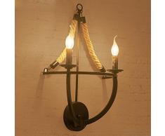 Antiker Art Hanf Eisen Wandleuchte der Antiken Wandlampe Retro Industrielle Hanf Seil Wandleuchte Kreative Nachttisch Beleuchtung Wand Lichtleisten Schmiedeeisen Wand Lampe 56 * 37 cm