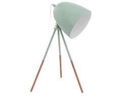 EGLO Dreibein Tischlampe Dundee, 1 flammige Vintage Tischleuchte, Nachttischlampe aus Stahl, Farbe: Mint, Fassung: E27, inkl. Schalter