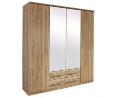 Falttürenschrank Kian Sonoma Eiche grau 4 Türen B 181 cm/H 199 cm Kinder Jugendzimmer Schrank Wäscheschrank Spiegelschrank Kleiderschrank