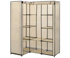 Festnight Eckkleiderschrank | Kleiderschrank | Stoffschrank | Wäscheschrank | Creme Polyester mit Eisenrohr 130 x 87 x 169 cm