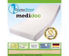 Doctorsleep medidoc 7 Zonen Kaltschaum/Comfortschaum Kern Matratze 17,5 cm mit Bezug - Milano Größe: 130x200 cm Härtegrad 3