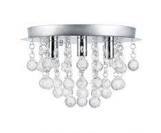 Lüster Deckenleuchte/Deckenlampe - Trio - Modernes Design: Kron-leuchter aus Chrom, Metall & Kunst-Kristall - Ø 28 cm Leuchte - 3 x G9 Sockel - für Wohnzimmer & Schlafzimmer