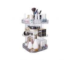 YunNasi Make up Organizer aus Transparentem Acryl 360 Grad Drehbar verstellbar für Kosmetik Lippenstifte Pinsel Nagellack Nagelaufbewahrung Badezimmer Schminkkommode